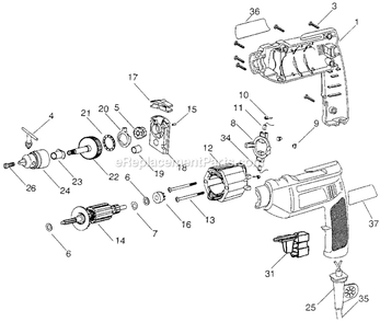 Page A Diagram and Parts List for 7955-AR Type 0 Black and Decker Hammer Drill